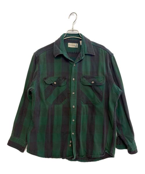 fieldmaster（フィールドマスター）fieldmaster (フィールドマスター) 長袖シャツ グリーン×ブラック サイズ:Lの古着・服飾アイテム
