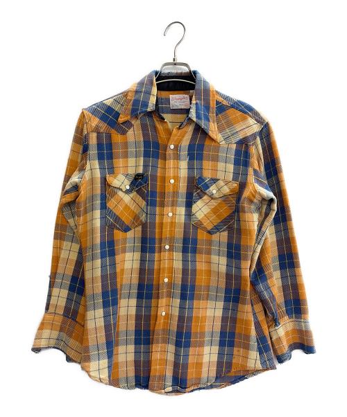 Wrangler（ラングラー）Wrangler (ラングラー) 長袖シャツ ブラウン×ブルー サイズ:不明の古着・服飾アイテム