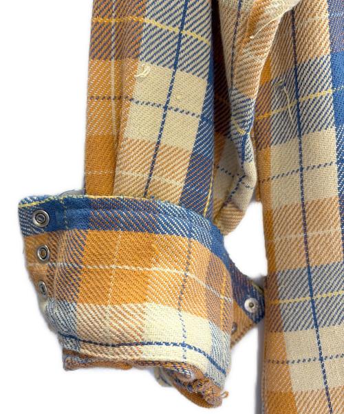 Wrangler（ラングラー）Wrangler (ラングラー) 長袖シャツ ブラウン×ブルー サイズ:不明の古着・服飾アイテム