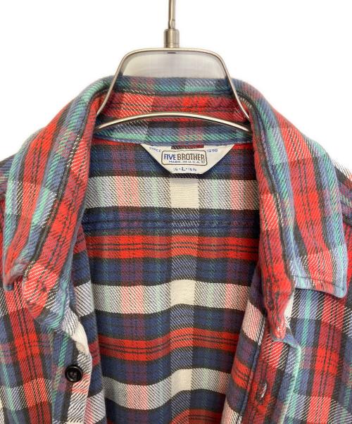FIVE BROTHER（ファイブブラザー）FIVE BROTHER (ファイブブラザー) 長袖シャツ レッド×グレー サイズ:Lの古着・服飾アイテム
