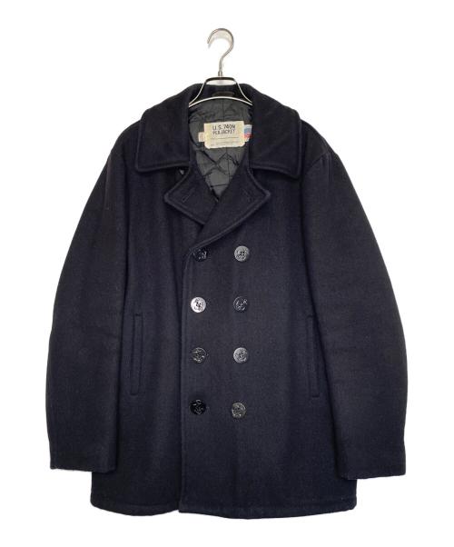 Schott（ショット）Schott (ショット) Schott ショット 1995年製 740 PEA COAT ピーコート Pコート メルトン 厚手 ダークネイビー ネイビー サイズ:38の古着・服飾アイテム