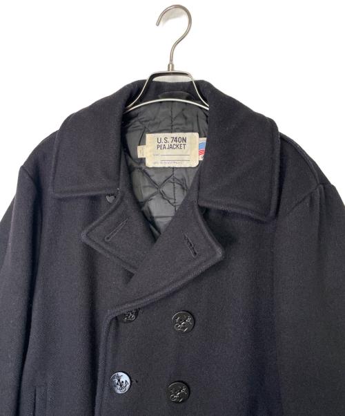 Schott（ショット）Schott (ショット) Schott ショット 1995年製 740 PEA COAT ピーコート Pコート メルトン 厚手 ダークネイビー ネイビー サイズ:38の古着・服飾アイテム