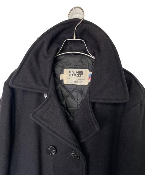 Schott（ショット）Schott (ショット) Schott ショット 1995年製 740 PEA COAT ピーコート Pコート メルトン 厚手 ダークネイビー ネイビー サイズ:38の古着・服飾アイテム