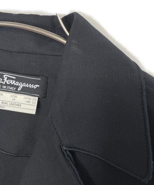 Salvatore Ferragamo（サルヴァトーレ フェラガモ）Salvatore Ferragamo (サルヴァトーレ フェラガモ) Salvatore Ferragamo サルヴァトーレ フェラガモ 上下 セットアップ リネン ブラック×ベージュ サイズ:44の古着・服飾アイテム