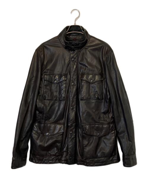 BARNEYS NEWYORK（バーニーズ・ニューヨーク）BARNEYS NEWYORK (バーニーズ・ニューヨーク) レザージャケット ブラック サイズ:48の古着・服飾アイテム