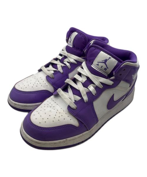 NIKE（ナイキ）NIKE (ナイキ) JORDAN BRAND AIR JORDAN 1 MID GS バイオレット×ホワイト サイズ:24の古着・服飾アイテム