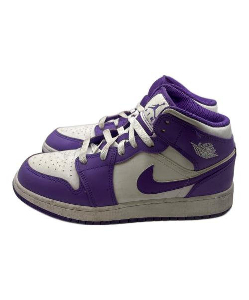 NIKE（ナイキ）NIKE (ナイキ) JORDAN BRAND AIR JORDAN 1 MID GS バイオレット×ホワイト サイズ:24の古着・服飾アイテム