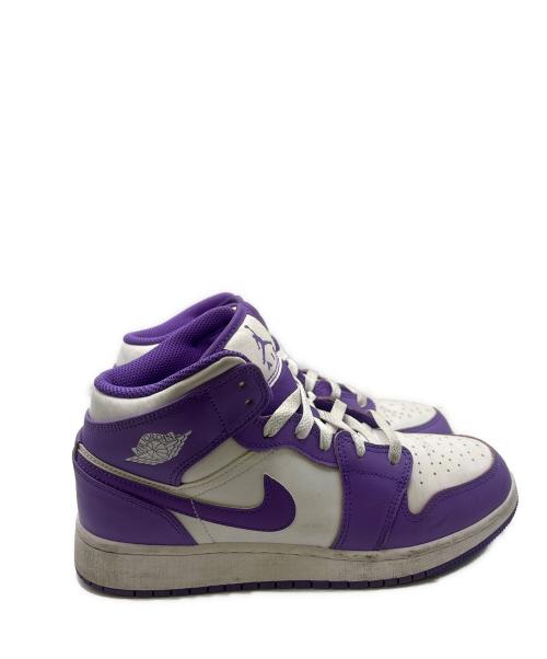 NIKE（ナイキ）NIKE (ナイキ) JORDAN BRAND AIR JORDAN 1 MID GS バイオレット×ホワイト サイズ:24の古着・服飾アイテム