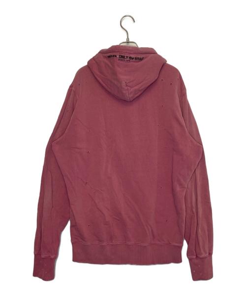DIESEL（ディーゼル）DIESEL (ディーゼル) DIESEL  ダメージ加工 パーカー ピンク サイズ:Mの古着・服飾アイテム