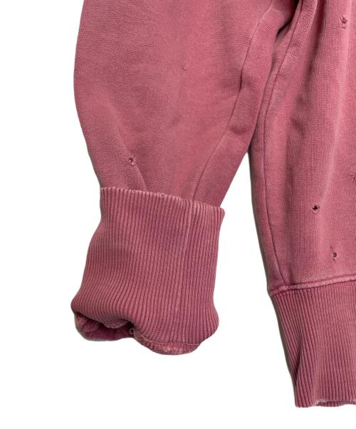 DIESEL（ディーゼル）DIESEL (ディーゼル) DIESEL  ダメージ加工 パーカー ピンク サイズ:Mの古着・服飾アイテム