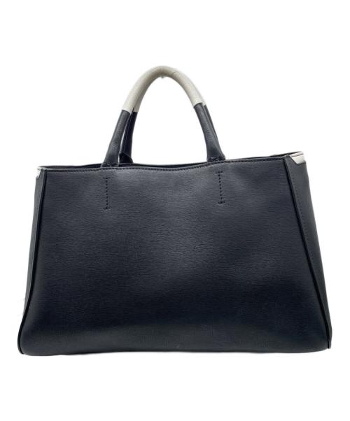 FURLA（フルラ）FURLA (フルラ) FURLA ハンドバッグ （サフィアーノプリント カーフレザー トートバッグ） ブラック×ホワイトの古着・服飾アイテム
