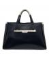FURLA（フルラ）の古着「FURLA ハンドバッグ （サフィアーノプリント カーフレザー トートバッグ）」｜ブラック×ホワイト