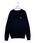 EMPORIO ARMANI（エンポリオ アルマーニ）の古着「EMPORIO ARMANI  薄手 ニット ロゴパッチ付き 近年モデル」｜ブラック