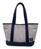 PORTERポーター）の古着「PORTER ポーター GIRL BOYFRIEND TOTE CHAMBRAY ハンドバッグ」｜ネイビー×グレー