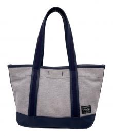 PORTER（ポーター）の古着「PORTER ポーター GIRL BOYFRIEND TOTE CHAMBRAY ハンドバッグ」｜ネイビー×グレー