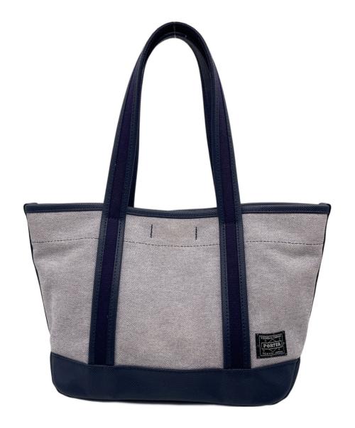 PORTER（ポーター）PORTER (ポーター) PORTER ポーター GIRL BOYFRIEND TOTE CHAMBRAY ハンドバッグ ネイビー×グレーの古着・服飾アイテム