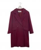 Yves Saint Laurentイヴサンローラン）の古着「Yves Saint Laurent イブサンローラン ロングコート ダブルブレスト ヘリンボーン柄」｜レッド×グレー
