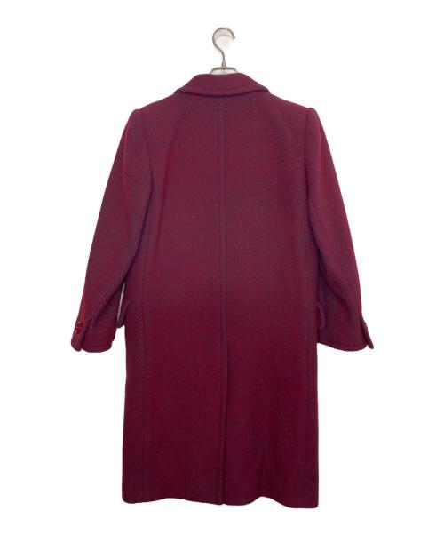 Yves Saint Laurent（イヴサンローラン）Yves Saint Laurent (イヴサンローラン) Yves Saint Laurent イブサンローラン ロングコート ダブルブレスト ヘリンボーン柄 レッド×グレー サイズ:Mの古着・服飾アイテム