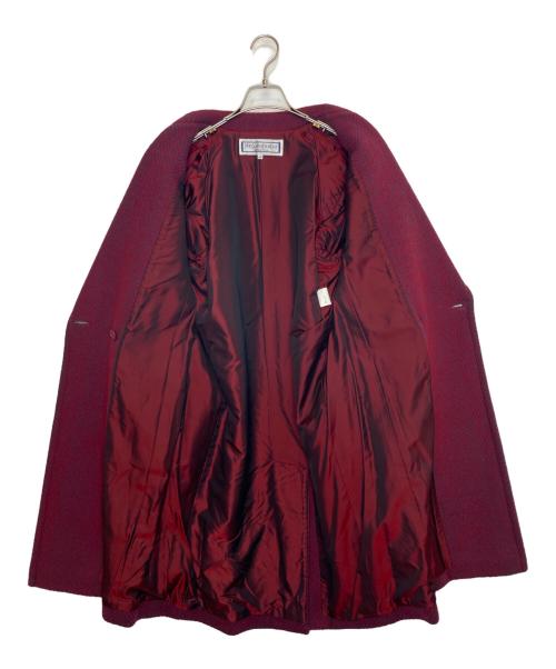 Yves Saint Laurent（イヴサンローラン）Yves Saint Laurent (イヴサンローラン) Yves Saint Laurent イブサンローラン ロングコート ダブルブレスト ヘリンボーン柄 レッド×グレー サイズ:Mの古着・服飾アイテム