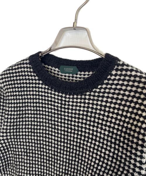 Zanone（ザノーネ）Zanone (ザノーネ) Zanone ザノーネ　厚手 ニット ジャガード ホワイト×ブラック サイズ:46の古着・服飾アイテム
