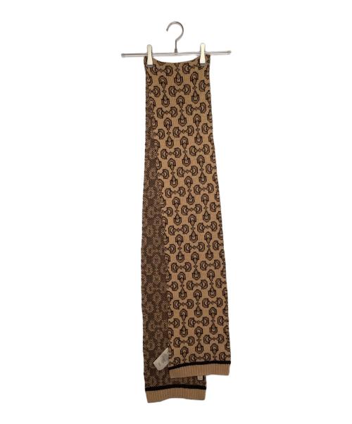 GUCCI（グッチ）GUCCI (グッチ) GUCCI グッチ ホースビット柄 カシミヤ混 マフラー 721950 ベージュ ブラウンの古着・服飾アイテム
