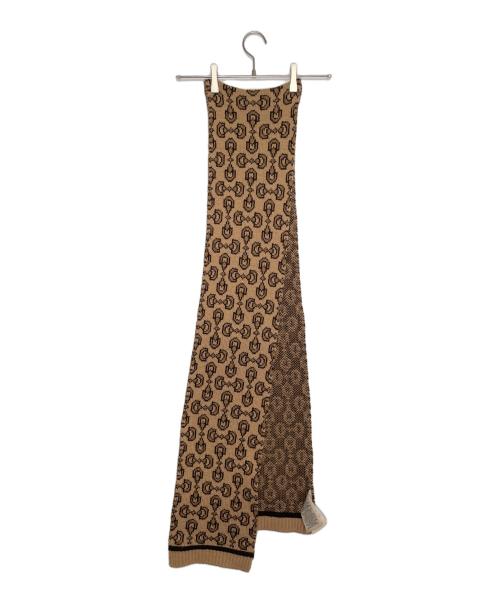 GUCCI（グッチ）GUCCI (グッチ) GUCCI グッチ ホースビット柄 カシミヤ混 マフラー 721950 ベージュ ブラウンの古着・服飾アイテム