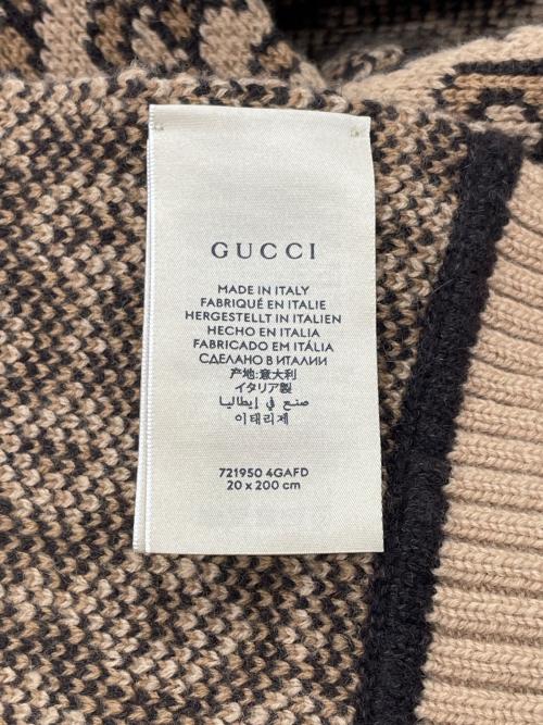 GUCCI（グッチ）GUCCI (グッチ) GUCCI グッチ ホースビット柄 カシミヤ混 マフラー 721950 ベージュ ブラウンの古着・服飾アイテム