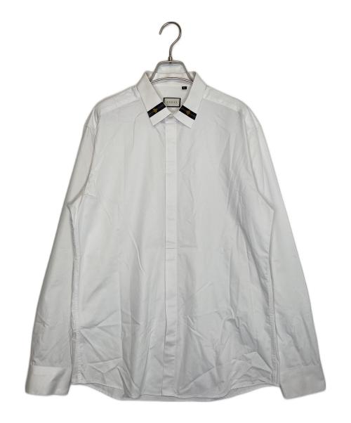 GUCCI（グッチ）GUCCI (グッチ) GUCCI グッチ 長袖シャツ 蜂 襟デザイン ミケーレ期 ホワイト サイズ:XLの古着・服飾アイテム