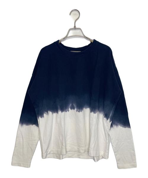 suzusan（スズサン）suzusan (スズサン) suzusan スズサン  長袖Tシャツ ロンティー 有松鳴海絞り  ドロップショルダー ホワイト×ネイビー サイズ:Sの古着・服飾アイテム
