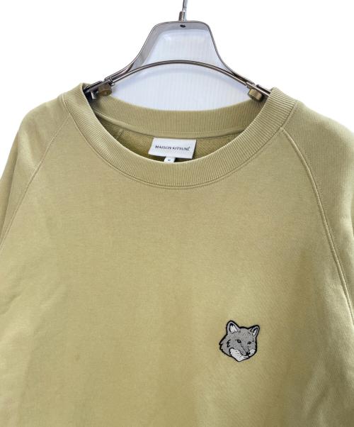 maison kitsune（メゾンキツネ）maison kitsune (メゾンキツネ) MAISON KITSUNE メゾンキツネ  フォックスヘッド ラグランスウェット トレーナー カーキ サイズ:Mの古着・服飾アイテム