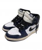 NIKE×AIR JORDANナイキ×エア ジョーダン）の古着「NIKE AIR JORDAN 1 RETRO HIGH OG ジョーダン1 スニーカー ミッドナイトネイビー」｜ネイビー