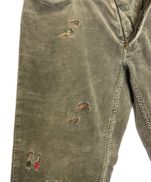 POLO RALPH LAUREN（ポロ・ラルフローレン）POLO RALPH LAUREN (ポロ・ラルフローレン) POLO RALPH LAUREN ポロ ラルフローレン コーデュロイパンツ 細畝 ハンティング刺繍 グリーン サイズ:32の古着・服飾アイテム