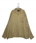 POLO RALPH LAURENポロ・ラルフローレン）の古着「POLO RALPH LAUREN ポロ ラルフローレン CALDWELL コールドウェル 開襟 長袖シャツ ヘリンボーン シルクリネン」｜カーキ