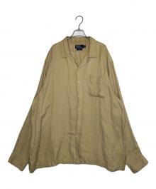 POLO RALPH LAUREN（ポロ・ラルフローレン）の古着「POLO RALPH LAUREN ポロ ラルフローレン CALDWELL コールドウェル 開襟 長袖シャツ ヘリンボーン シルクリネン」｜カーキ