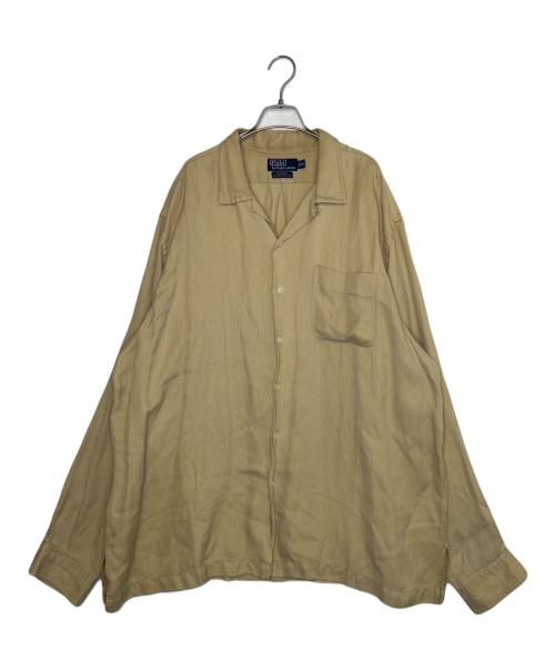 POLO RALPH LAUREN（ポロ・ラルフローレン）POLO RALPH LAUREN (ポロ・ラルフローレン) POLO RALPH LAUREN ポロ ラルフローレン CALDWELL コールドウェル 開襟 長袖シャツ ヘリンボーン シルクリネン カーキ サイズ:XXLの古着・服飾アイテム