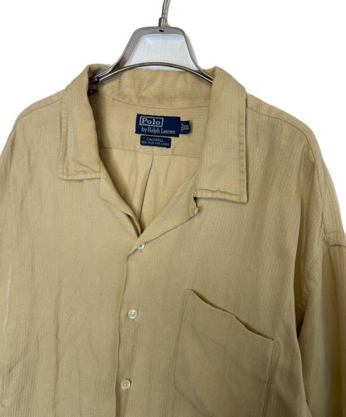 POLO RALPH LAUREN（ポロ・ラルフローレン）POLO RALPH LAUREN (ポロ・ラルフローレン) POLO RALPH LAUREN ポロ ラルフローレン CALDWELL コールドウェル 開襟 長袖シャツ ヘリンボーン シルクリネン カーキ サイズ:XXLの古着・服飾アイテム