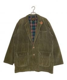 Eddie Bauer（エディーバウアー）の古着「Eddie Bauer エディーバウアー 80's コーデュロイ テーラードジャケット 黒タグ エルボーパッチ付き」｜オリーブ