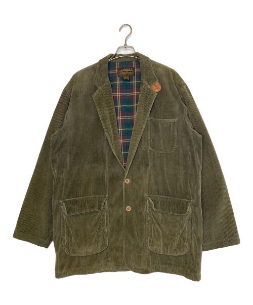 Eddie Bauer（エディーバウアー）Eddie Bauer (エディーバウアー) Eddie Bauer エディーバウアー 80's コーデュロイ テーラードジャケット 黒タグ エルボーパッチ付き オリーブ サイズ:Lの古着・服飾アイテム