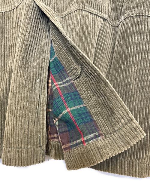 Eddie Bauer（エディーバウアー）Eddie Bauer (エディーバウアー) Eddie Bauer エディーバウアー 80's コーデュロイ テーラードジャケット 黒タグ エルボーパッチ付き オリーブ サイズ:Lの古着・服飾アイテム