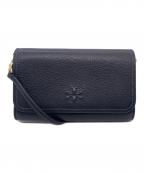 TORY BURCHトリーバーチ）の古着「TORY BURCH トリーバーチ テア フラット ウォレット クロスボディ ショルダーウォレット 財布」｜ブラック