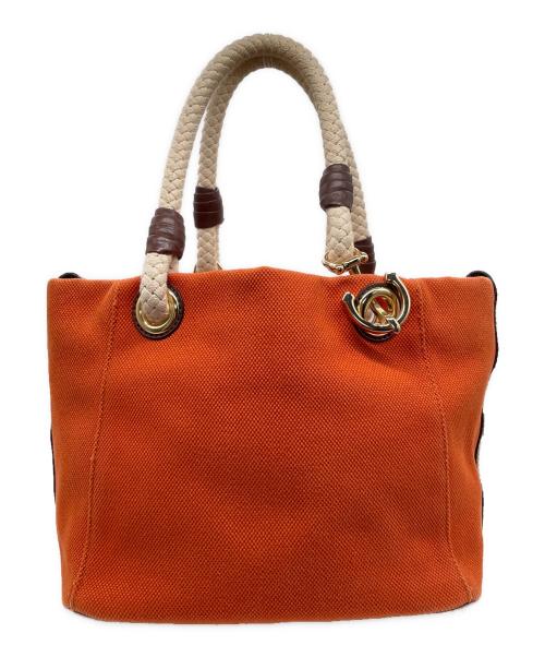 MICHAEL KORS（マイケルコース）MICHAEL KORS (マイケルコース) MICHAEL KORS マイケルコース MARINA マリーナ ラージ トートバッグ キャンバス ロープハンドル オレンジの古着・服飾アイテム