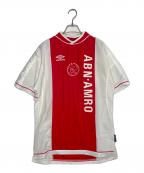 UMBROアンブロ）の古着「UMBRO サッカーユニフォーム ゲームシャツ 1999/2000 アヤックス クライフ記念パッチ ヨハンクライフ」｜レッド×ホワイト