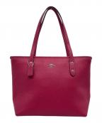 COACHコーチ）の古着「COACH コーチ クロスグレイン レザー ミニ シティ ジップ トートバッグ ハンドバッグ F22967 ピンク」｜ピンク