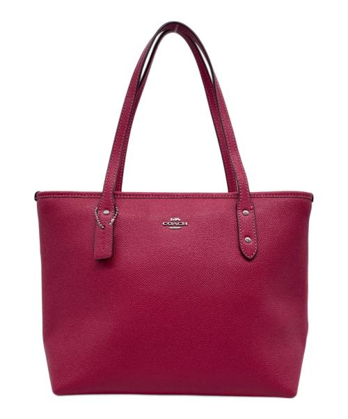 COACH（コーチ）COACH (コーチ) COACH コーチ クロスグレイン レザー ミニ シティ ジップ トートバッグ ハンドバッグ F22967 ピンク ピンクの古着・服飾アイテム