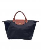 LONGCHAMPロンシャン）の古着「ロンシャン LONGCHAMP ル プリアージュ LE PLIAGE オリジナルトップ トートバッグ ハンドバッグ Mサイズ ブラック」｜ブラウン×ブラック