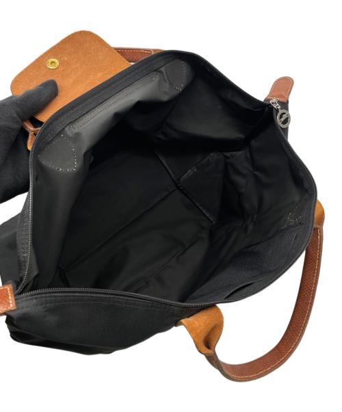LONGCHAMP（ロンシャン）LONGCHAMP (ロンシャン) ロンシャン LONGCHAMP ル プリアージュ LE PLIAGE オリジナルトップ トートバッグ ハンドバッグ Mサイズ ブラック ブラウン×ブラックの古着・服飾アイテム