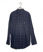 BURBERRY LONDONバーバリーロンドン）の古着「BURBERRY LONDON バーバリーロンドン 長袖シャツ チェックシャツ ノバチェック ネイビー 香港製 騎士マーク」｜ブラック