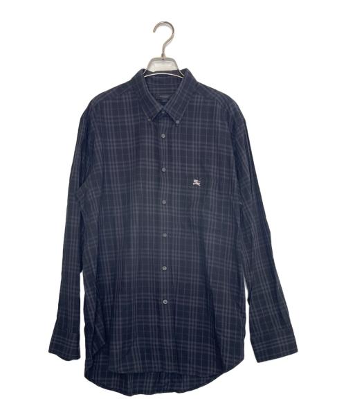 BURBERRY LONDON（バーバリーロンドン）BURBERRY LONDON (バーバリーロンドン) BURBERRY LONDON バーバリーロンドン 長袖シャツ チェックシャツ ノバチェック ネイビー 香港製 騎士マーク ブラック サイズ:Lの古着・服飾アイテム