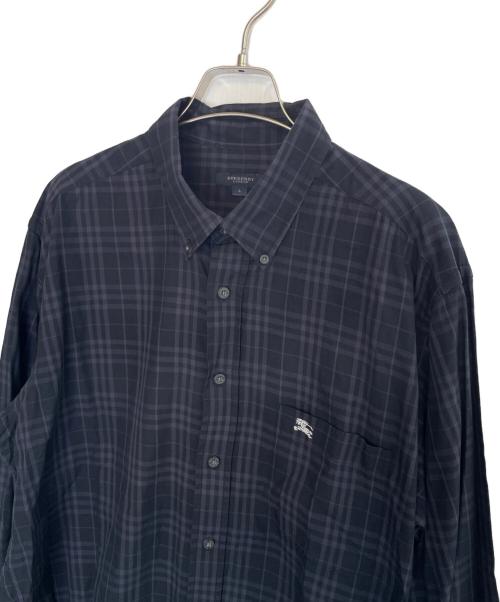 BURBERRY LONDON（バーバリーロンドン）BURBERRY LONDON (バーバリーロンドン) BURBERRY LONDON バーバリーロンドン 長袖シャツ チェックシャツ ノバチェック ネイビー 香港製 騎士マーク ブラック サイズ:Lの古着・服飾アイテム