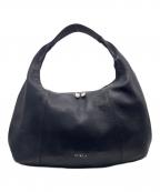 FURLAフルラ）の古着「FURLA フルラ シボ革 レザー ラウンド ワンショルダー ショルダーバッグ ハンドバッグ」｜ブラック